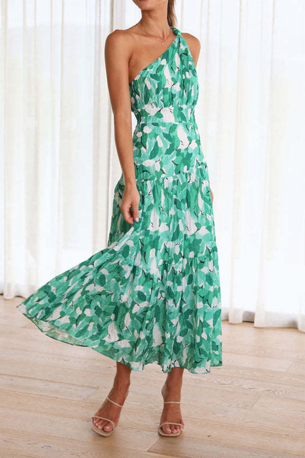 CM | Vestido midi sin mangas, de largo medio y hombros descubiertos
