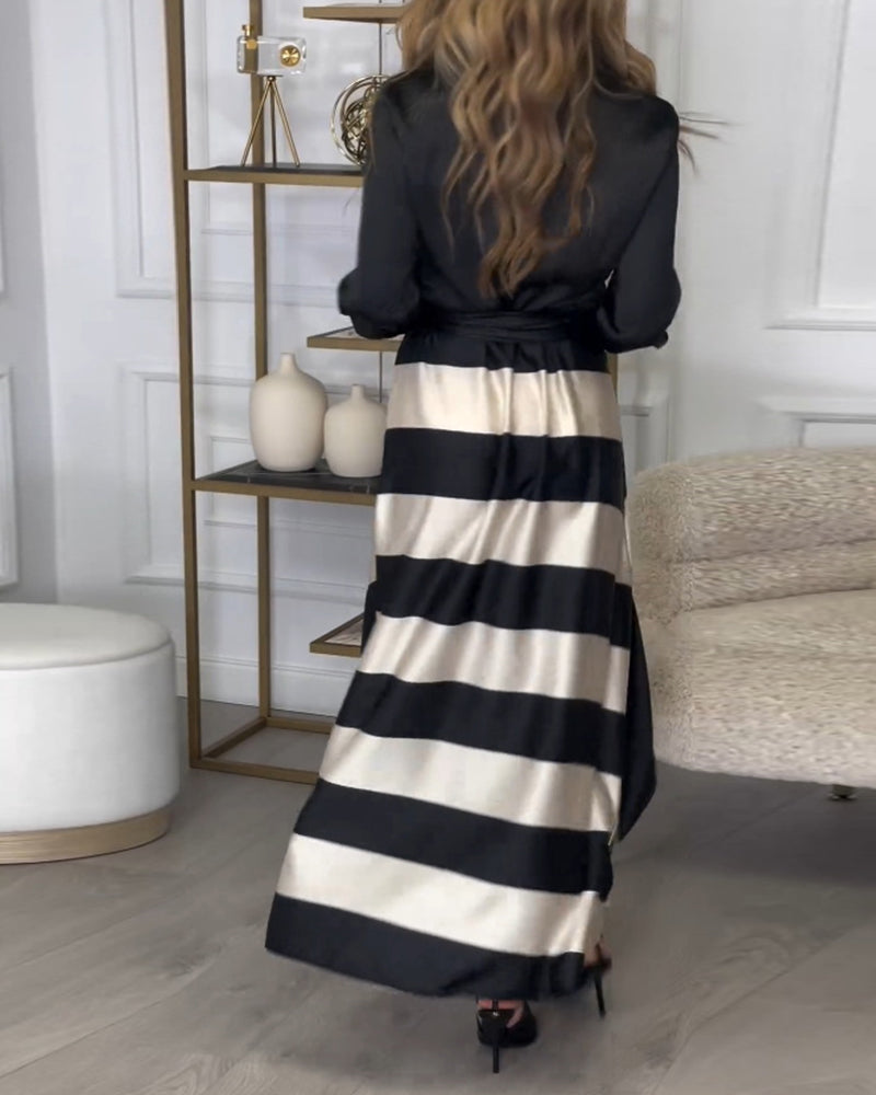 CM | Elegante maxi vestido de rayas