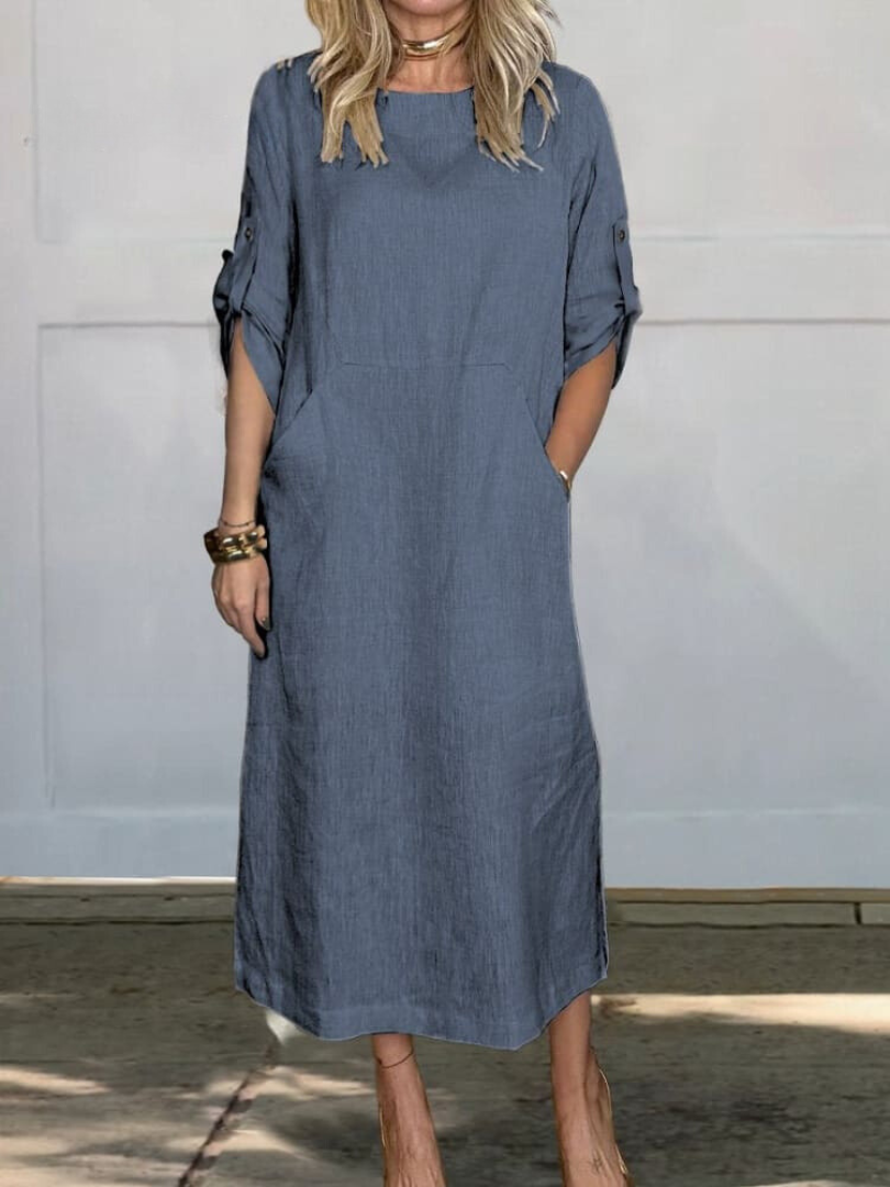 CM | Elegante vestido midi con bolsillos