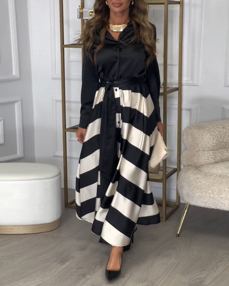 CM | Elegante maxi vestido de rayas