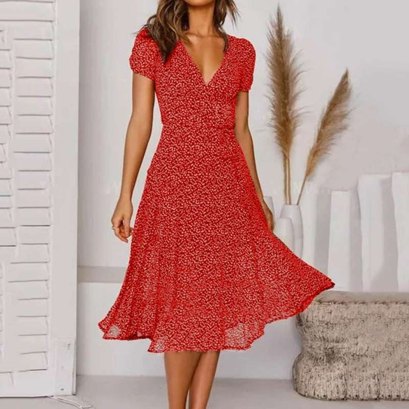 CM | Vestido midi con cuello en V