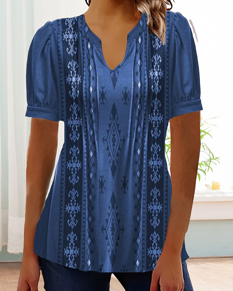 CM | Blusa casual estampada con mangas cortas