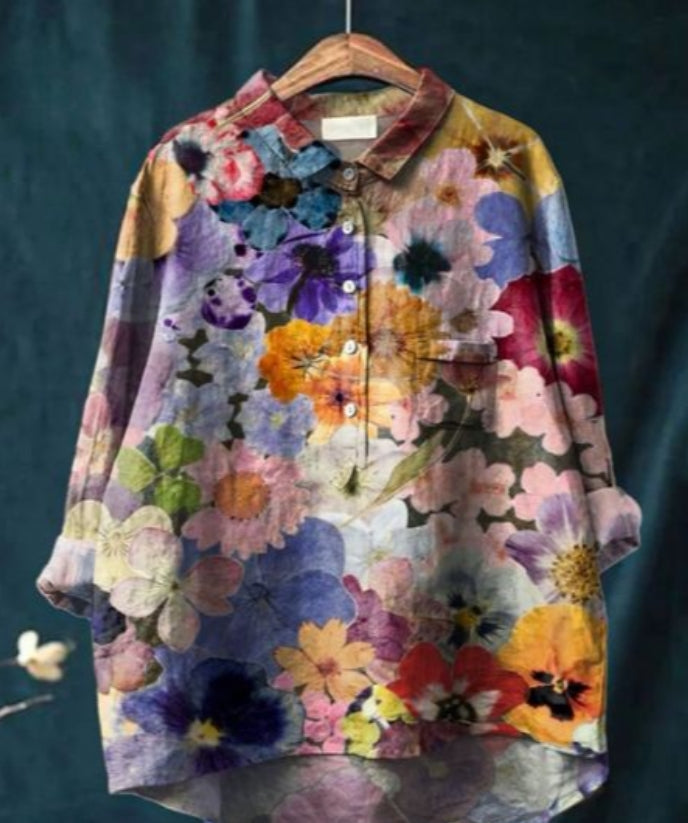CM | Blusa chic de seda con flores
