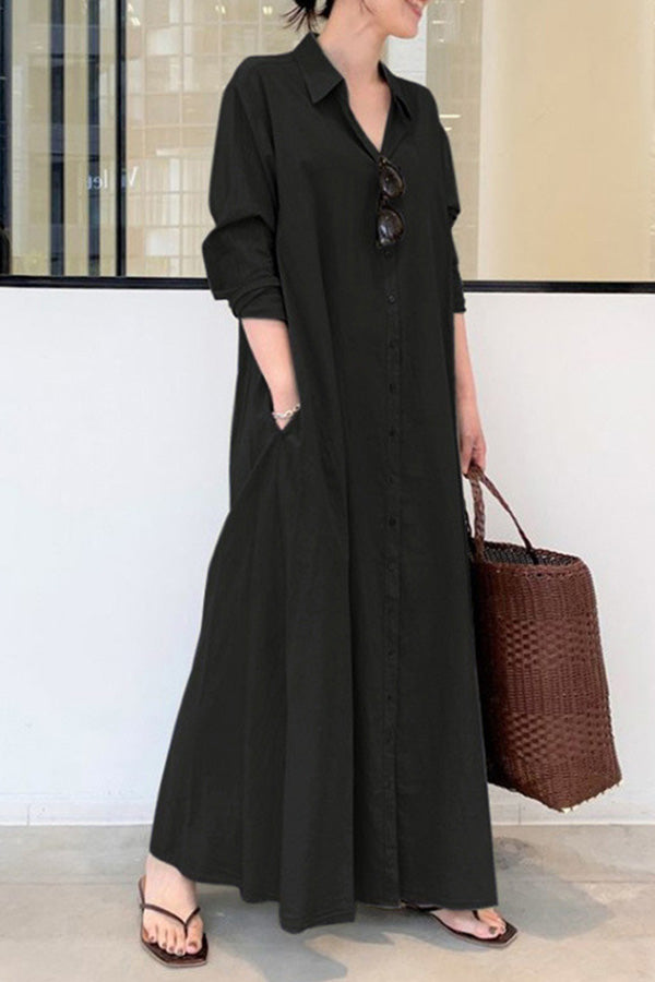CM | Manga Larga Vestido Largo Casual Sencillo