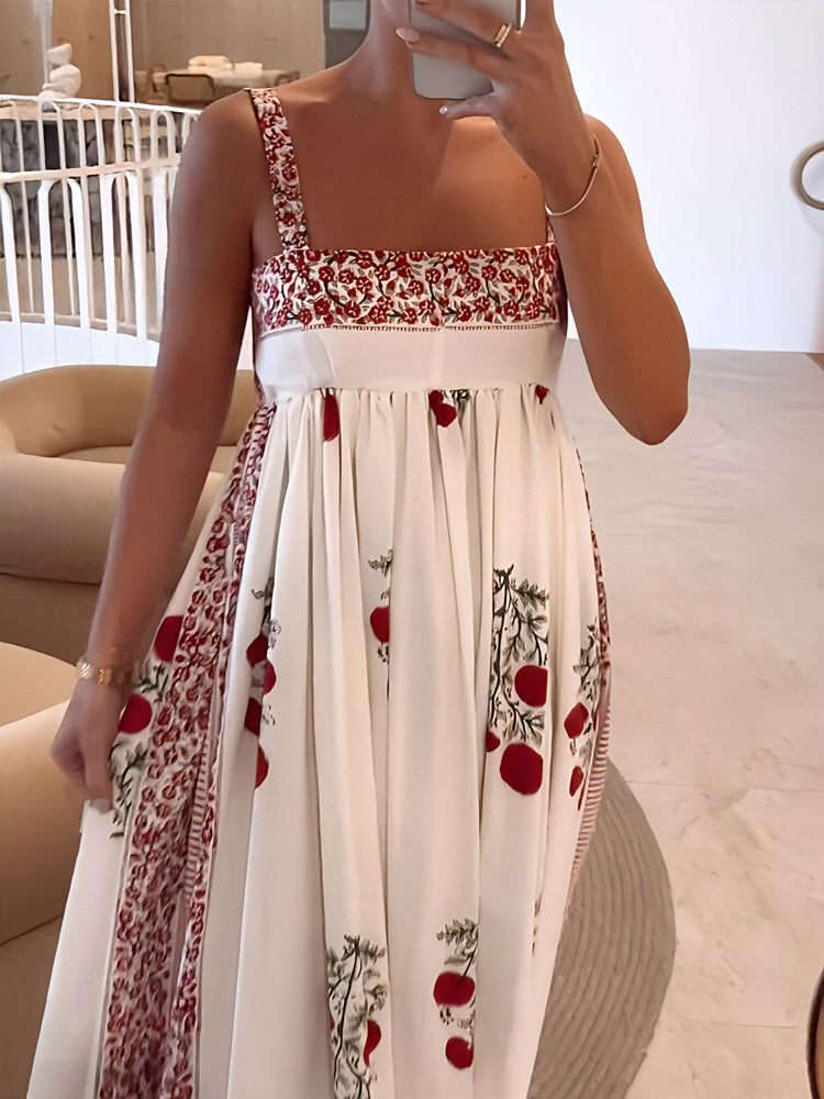 CM | Maxi vestido con escote cuadrado y estampado floral