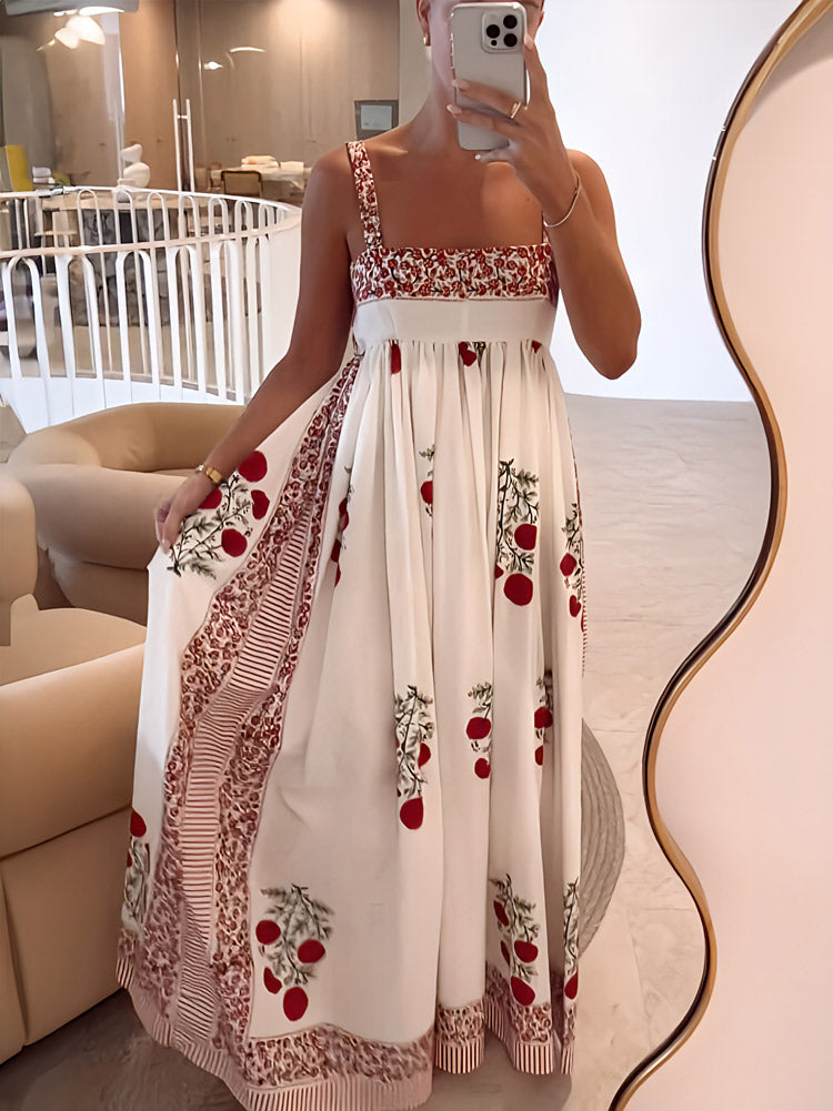 CM | Maxi vestido con escote cuadrado y estampado floral