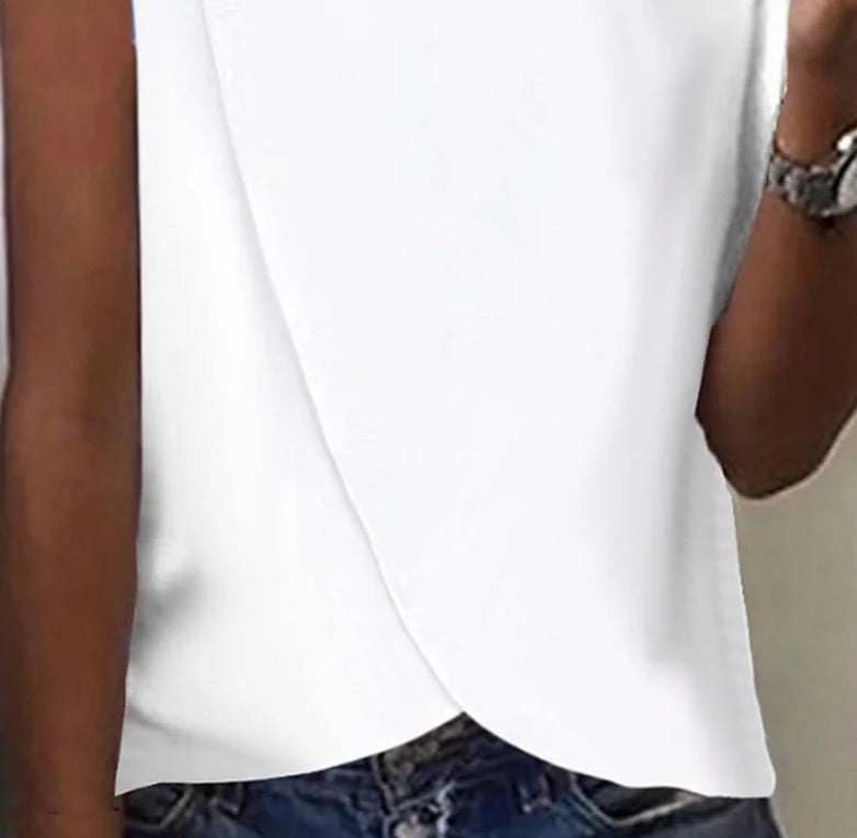 CM | Blanco Monocolor Escote redondo Top sin mangas
