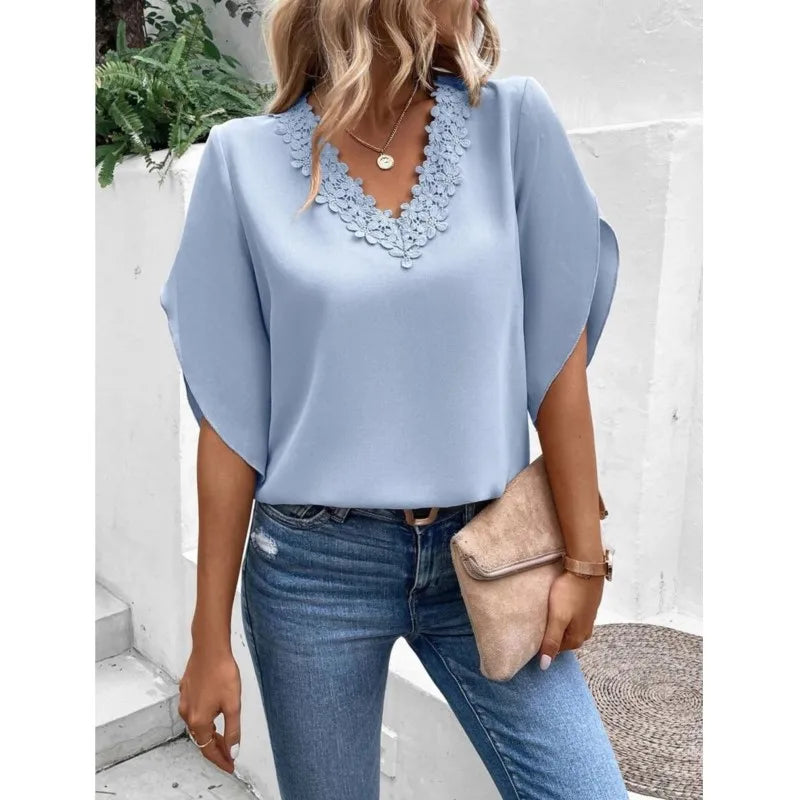 CM | Blusa casual de encaje con escote en V