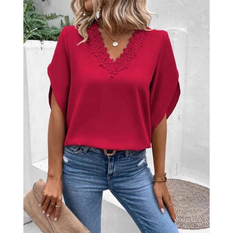 CM | Blusa casual de encaje con escote en V