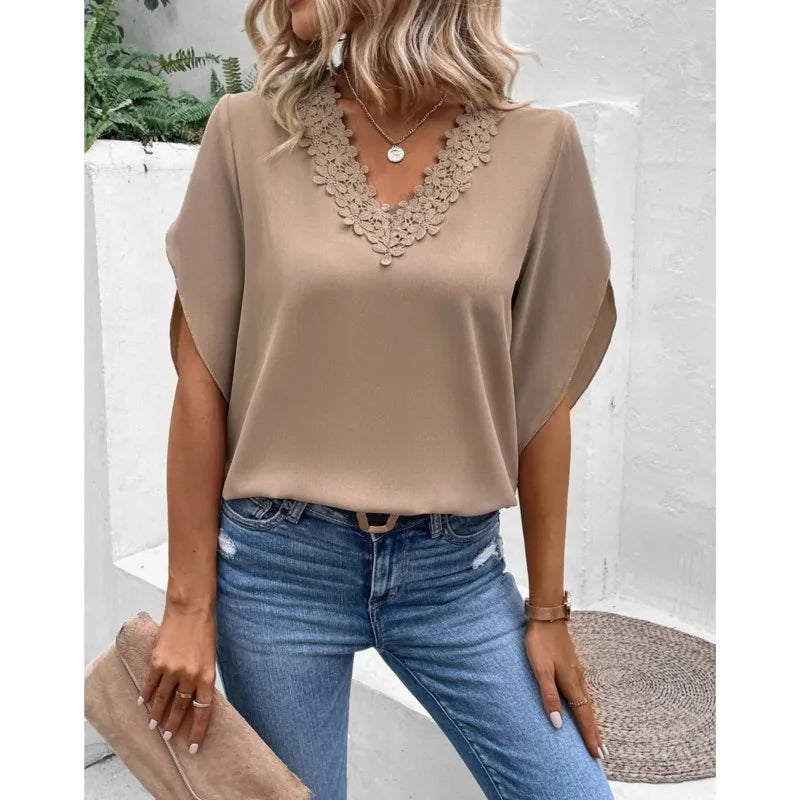 CM | Blusa casual de encaje con escote en V