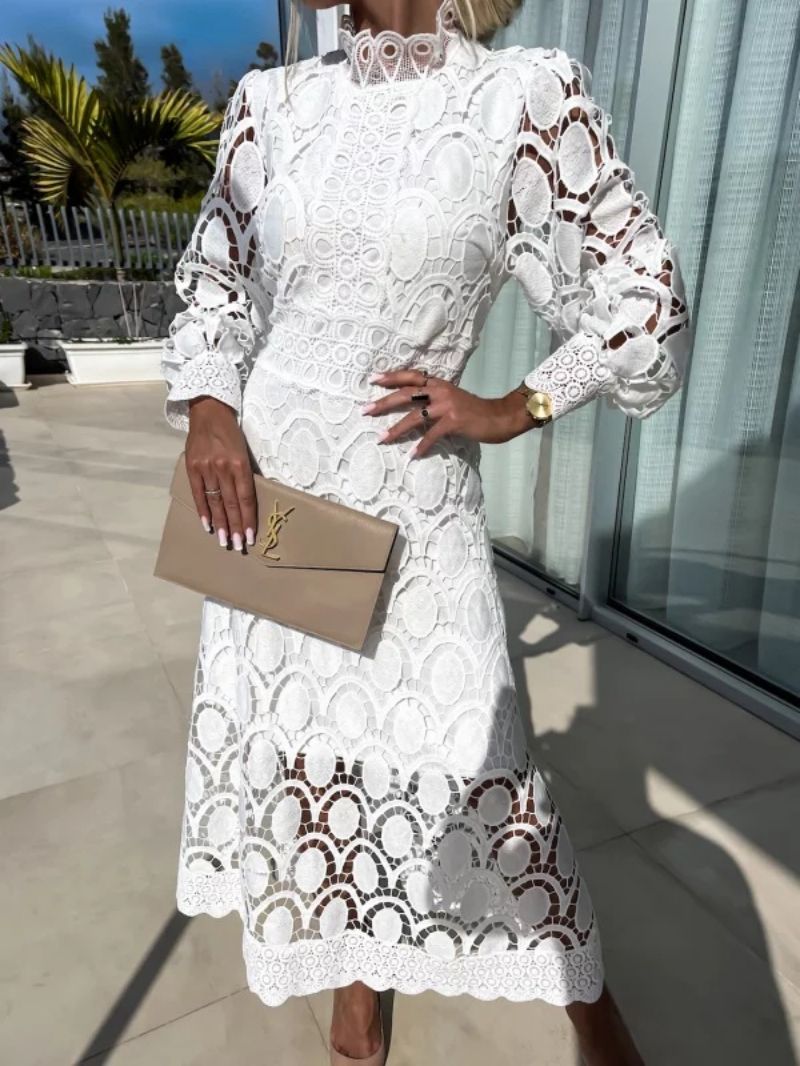 CM | Elegante vestido midi de encaje francés