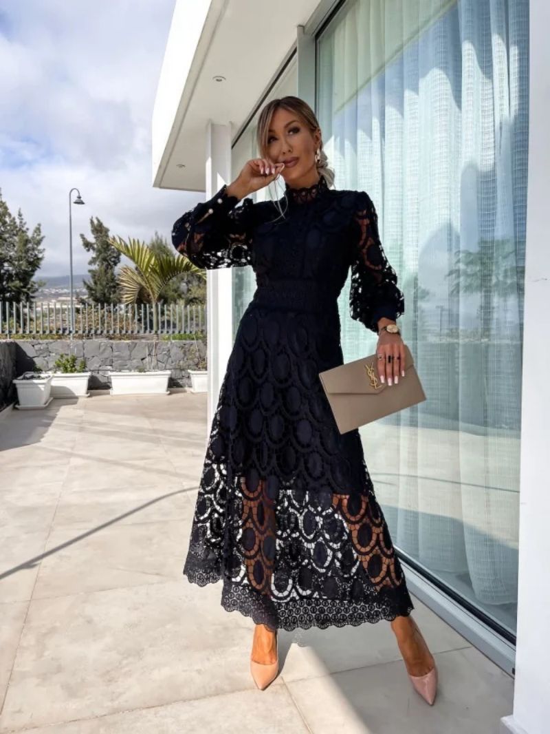 CM | Elegante vestido midi de encaje francés