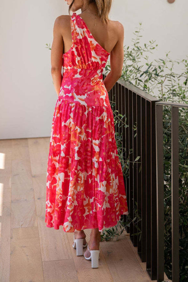 CM | Vestido midi sin mangas, de largo medio y hombros descubiertos