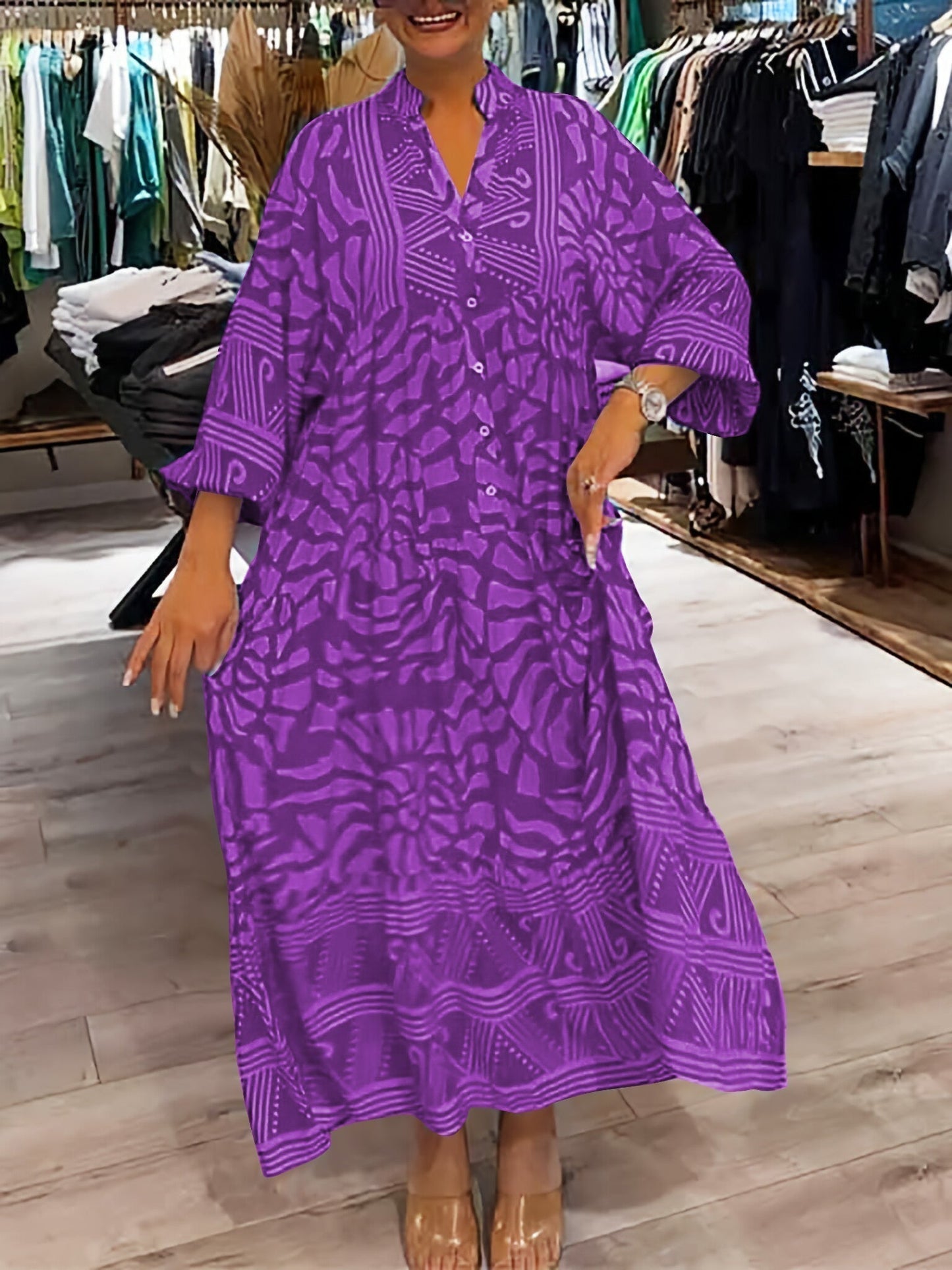 CM | Vestido midi sin esfuerzo con escote en V