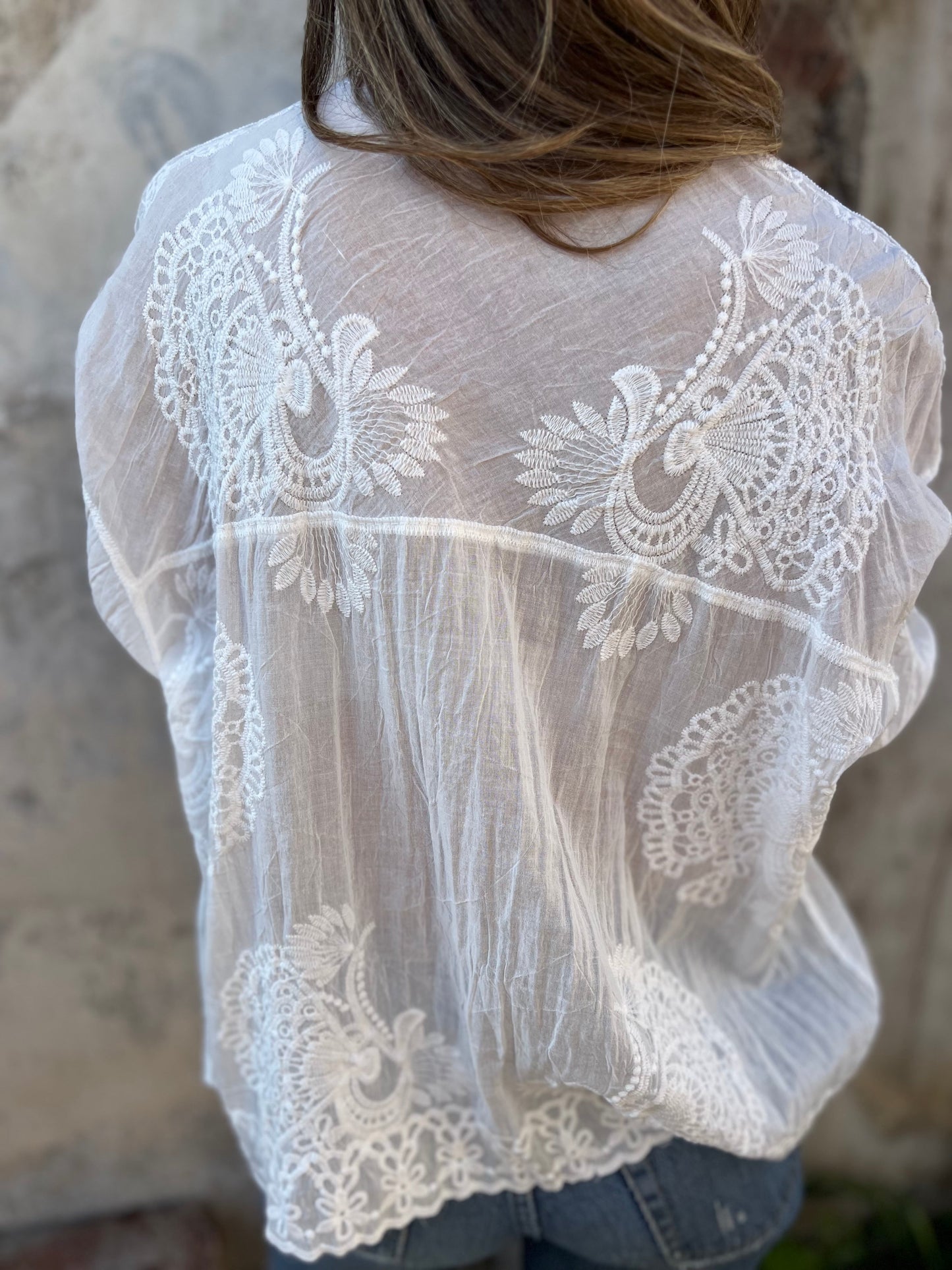 CM | Blusa chic con bordado de encaje