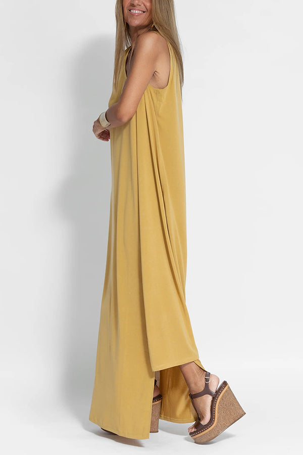 CM | Vestido maxi de un hombro con abertura relajada, impecable y libre