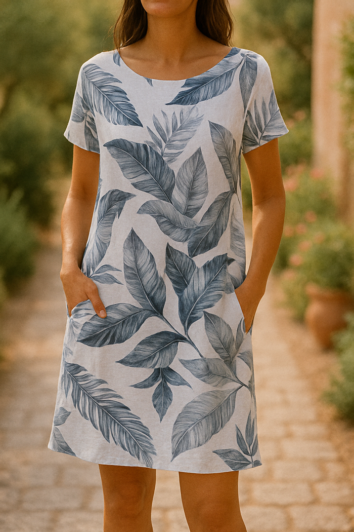CM | Vestido corto casual con mangas cortas en un estilo sofisticado