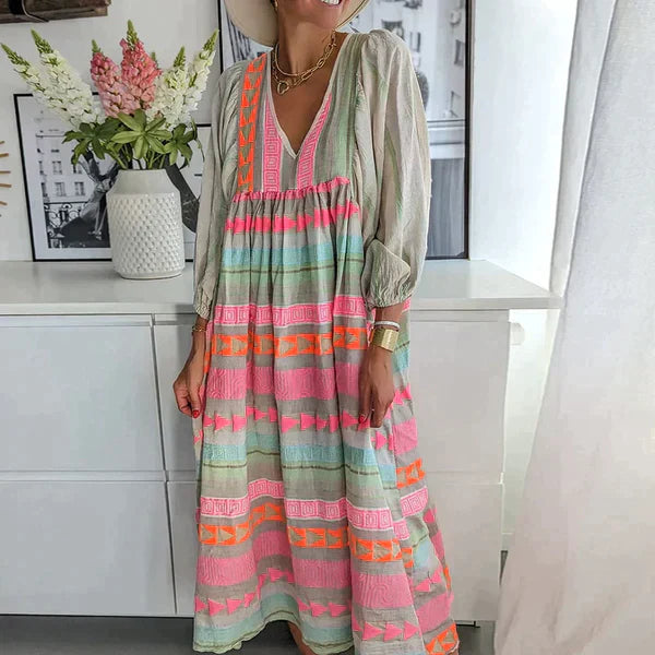 CM | Maxi vestido de manga larga con escote en V