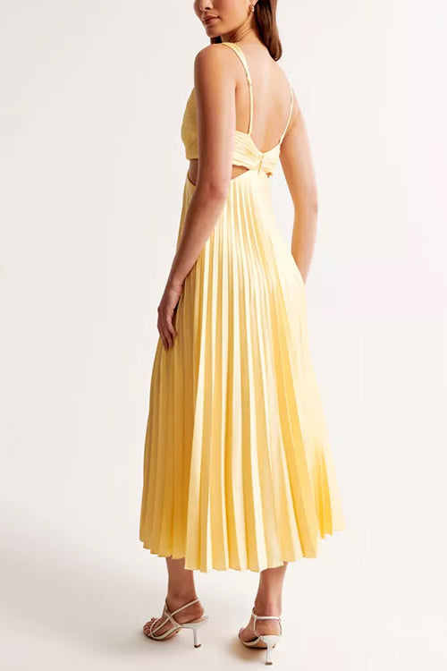 CM | maxi vestido plisado con cuello en V