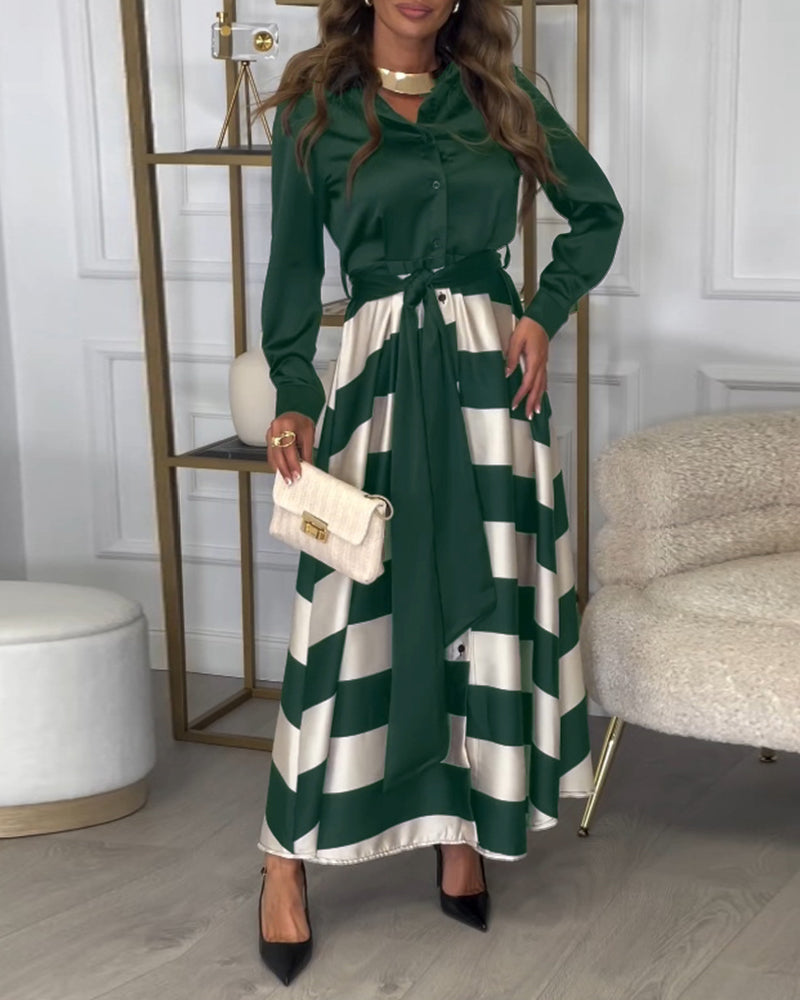 CM | Elegante maxi vestido de rayas