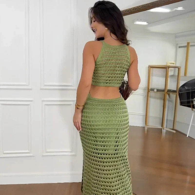 CM | elegante maxi vestido con recortes