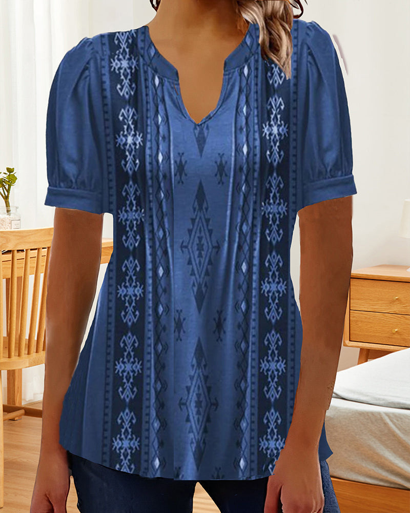 CM | Blusa casual estampada con mangas cortas