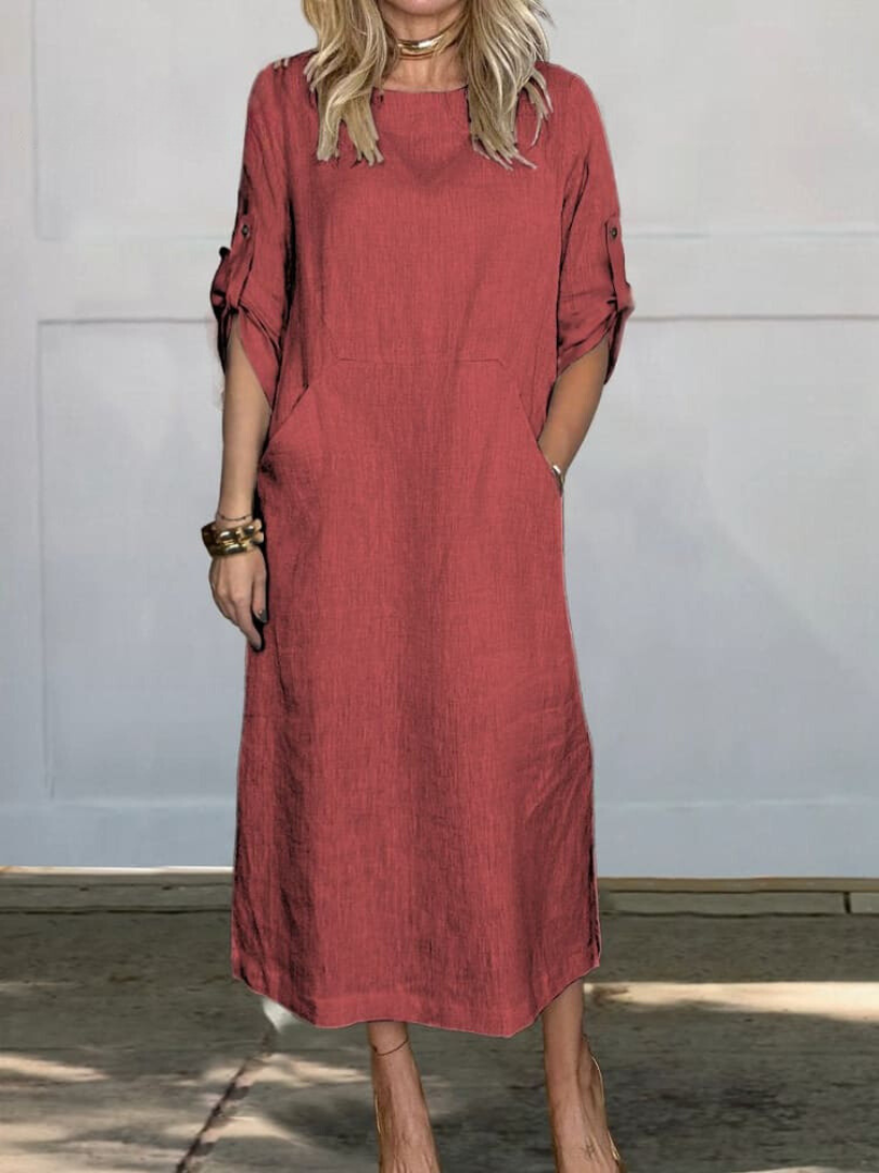 CM | Elegante vestido midi con bolsillos