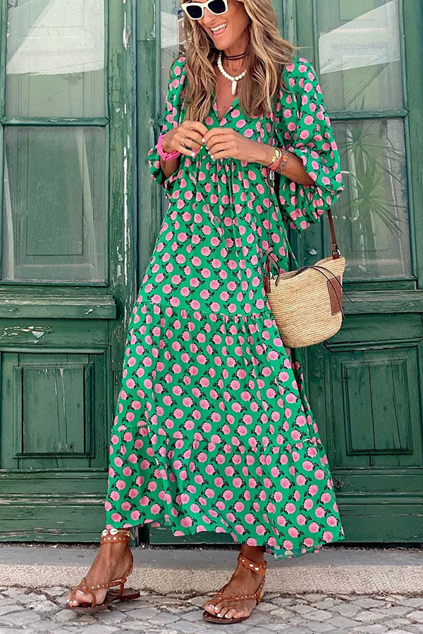 CM | Vestido midi con mangas abullonadas
