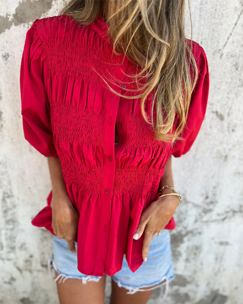 CM | Blusa Casual Moda Manga Corta Unicolor