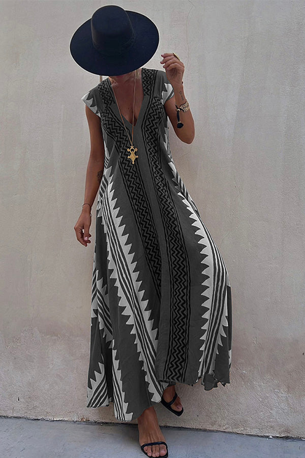 CM | Beach dates maxi vestido estampado étnico en línea A