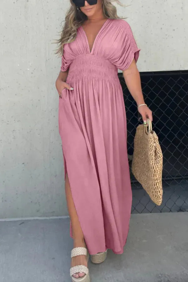 CM | MAXI VESTIDO LARGO CON ESCOTE EN V SIN ESFUERZO (COMPRA 2 ENVÍO GRATIS)