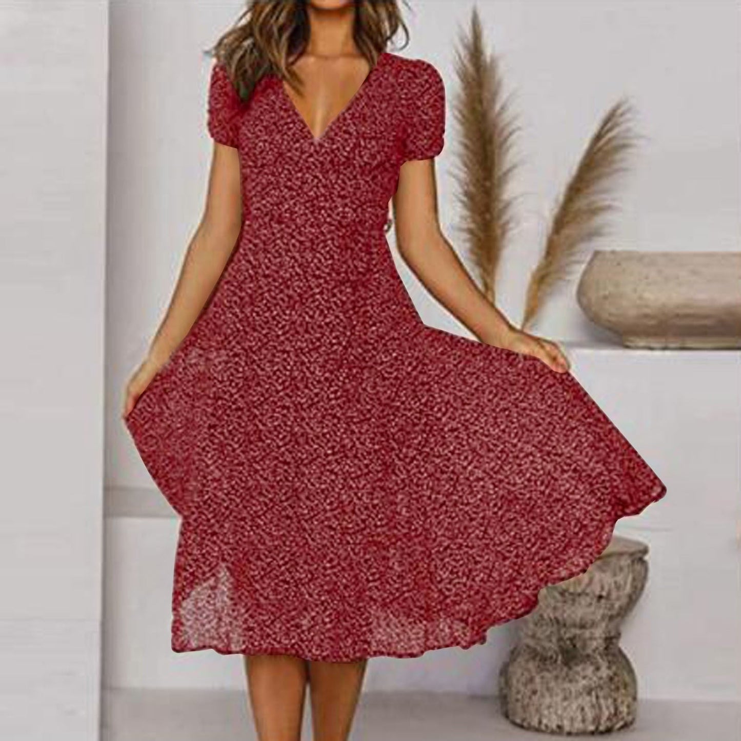 CM | Vestido midi con cuello en V
