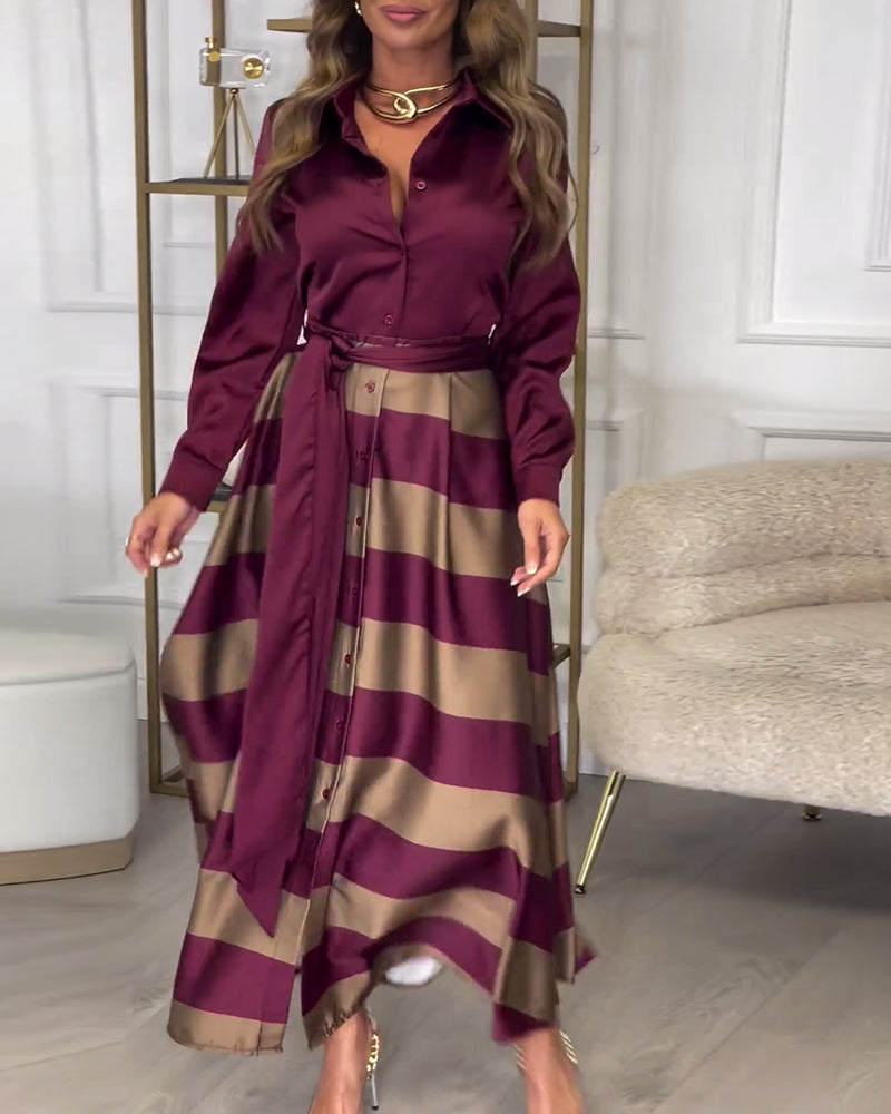 CM | Elegante maxi vestido de rayas
