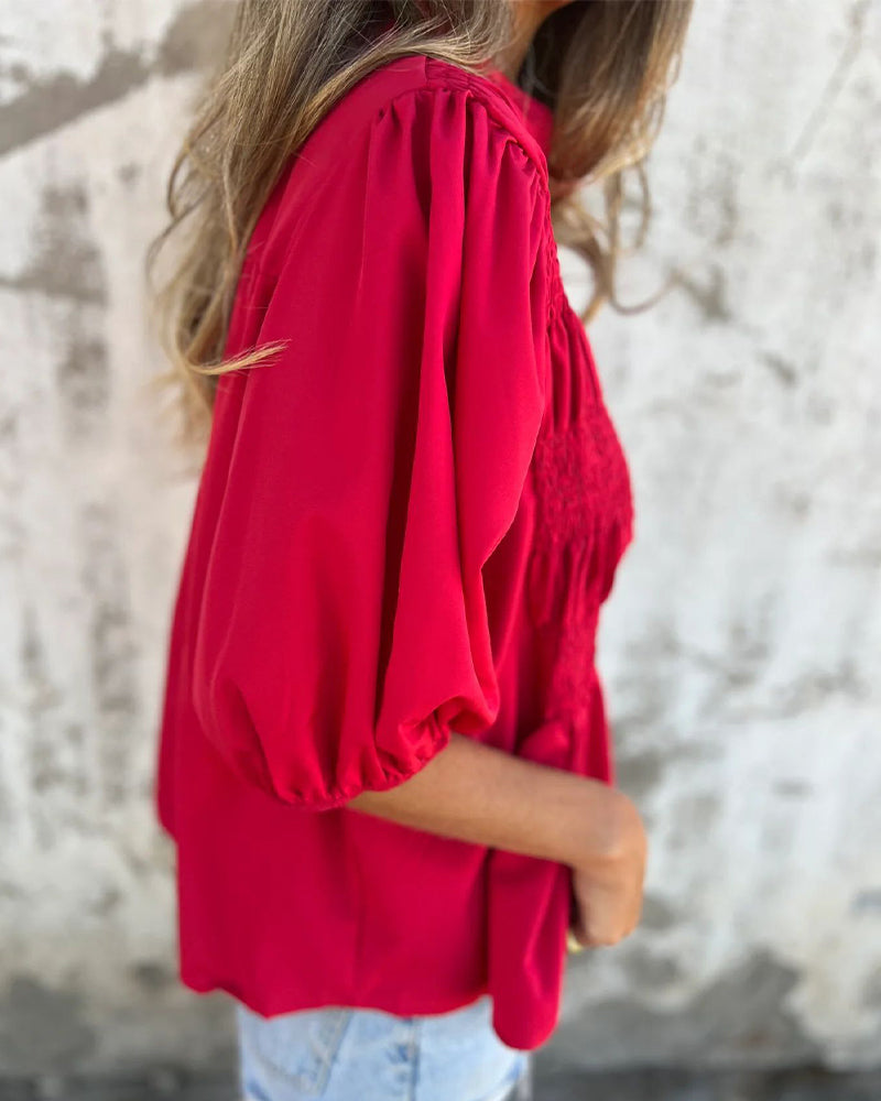 CM | Blusa Casual Moda Manga Corta Unicolor