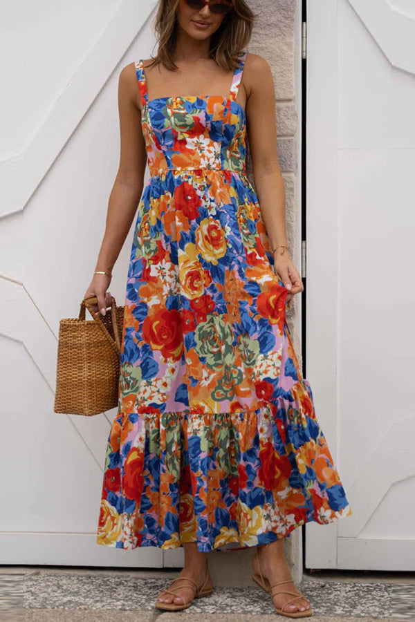 CM | Style Lover Escote cuadrado Tirantes ajustables Maxivestido floral