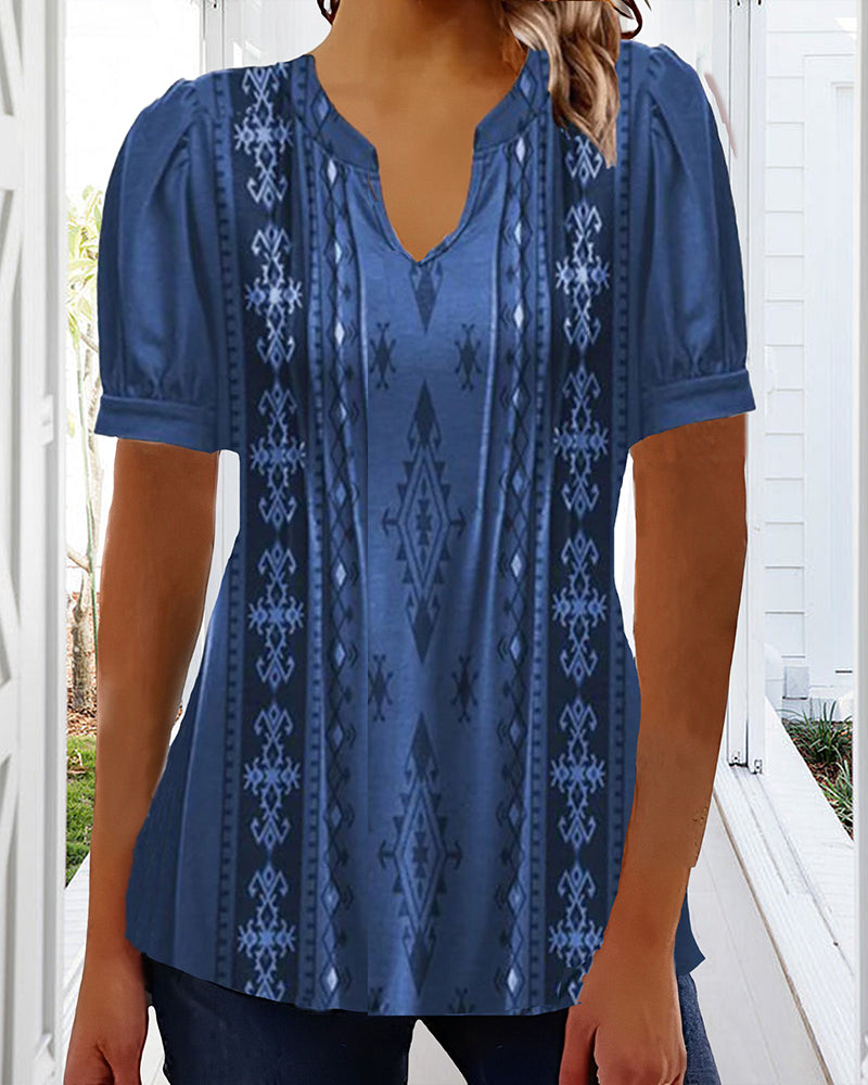 CM | Blusa casual estampada con mangas cortas