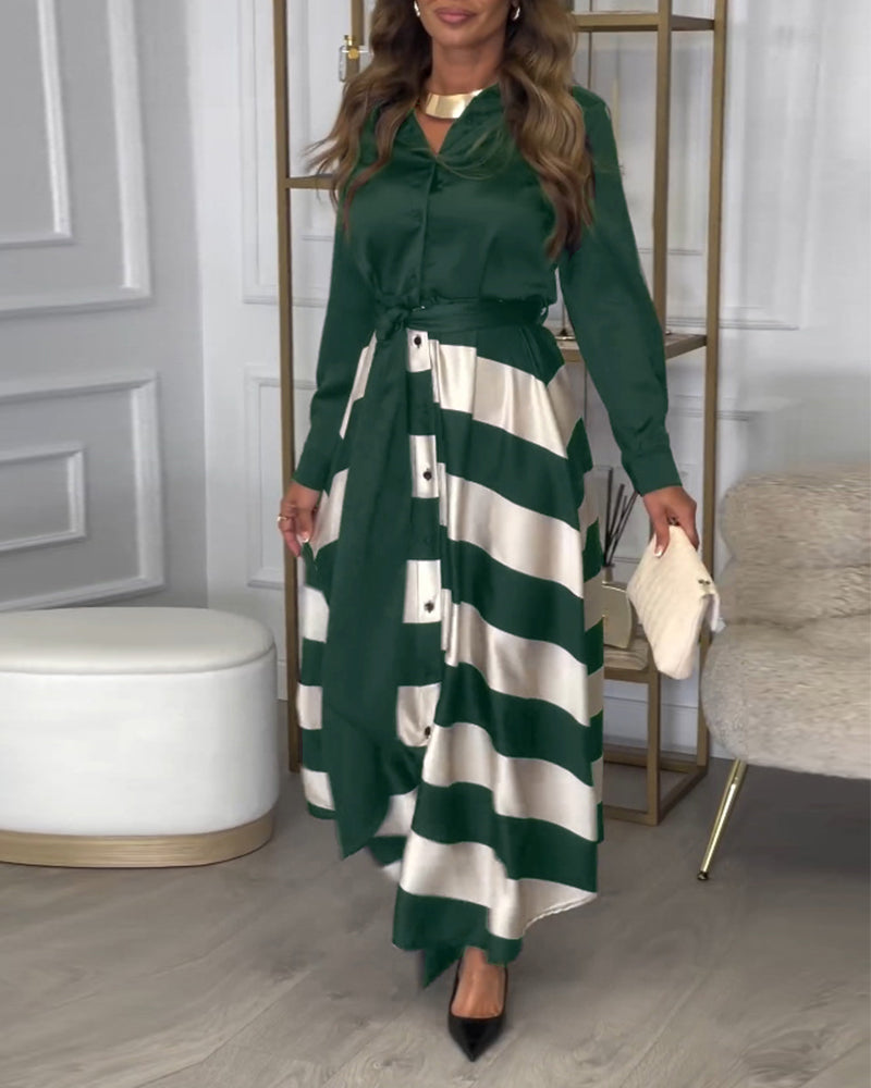 CM | Elegante maxi vestido de rayas