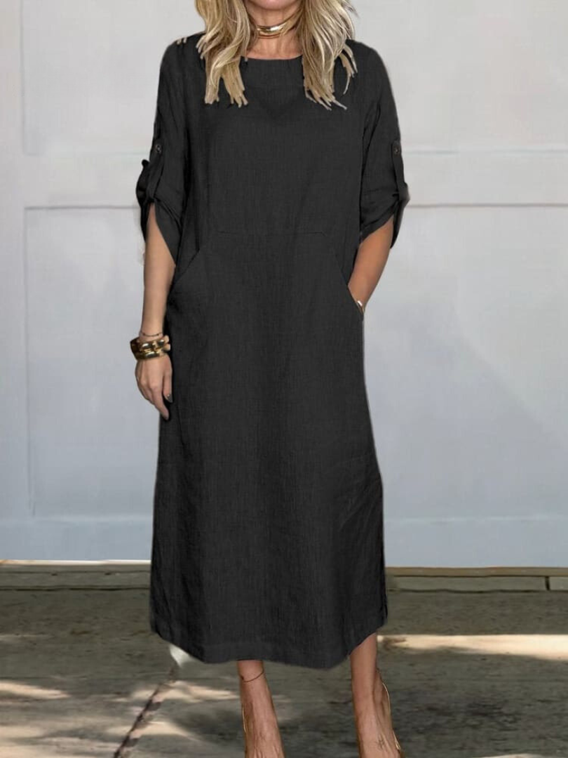 CM | Elegante vestido midi con bolsillos