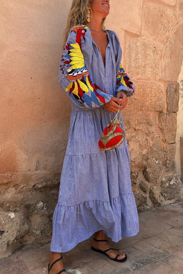 CM | Vestido largo a rayas rojas y blancas