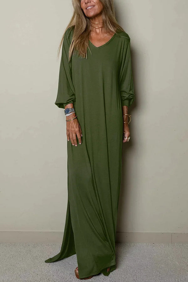 CM | Ladies Vestido maxi casual con escote en V