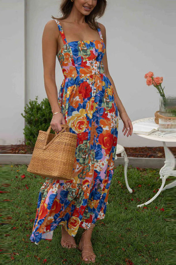 CM | Style Lover Escote cuadrado Tirantes ajustables Maxivestido floral
