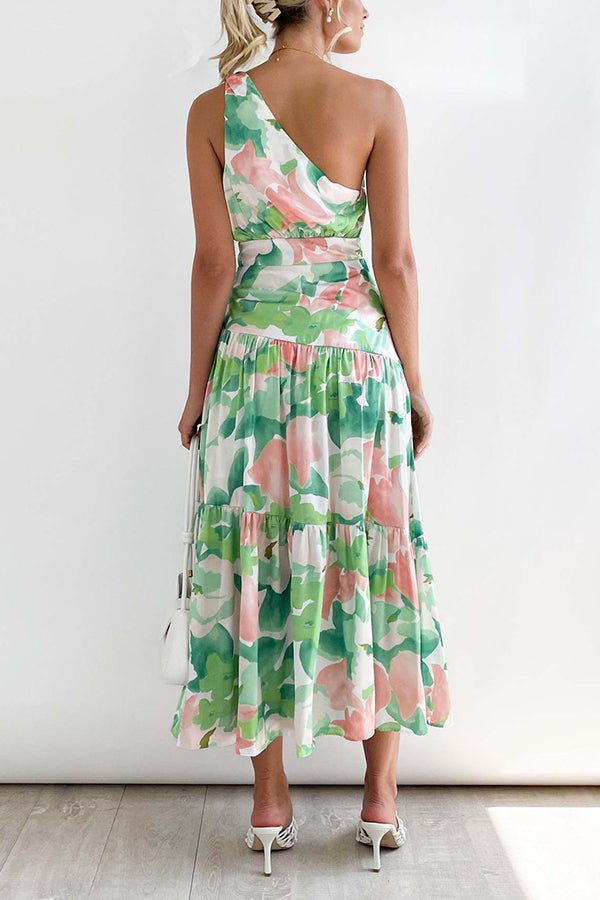 CM | Vestido midi sin mangas, de largo medio y hombros descubiertos