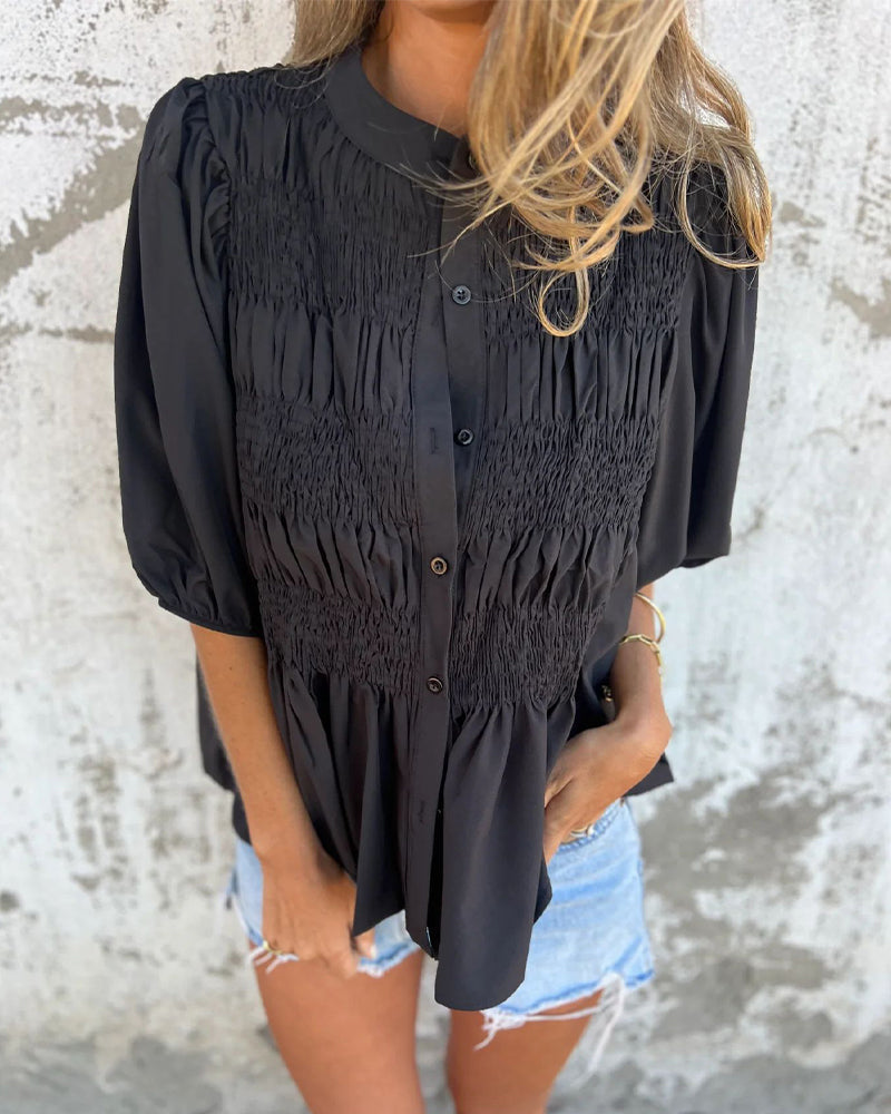 CM | Blusa Casual Moda Manga Corta Unicolor