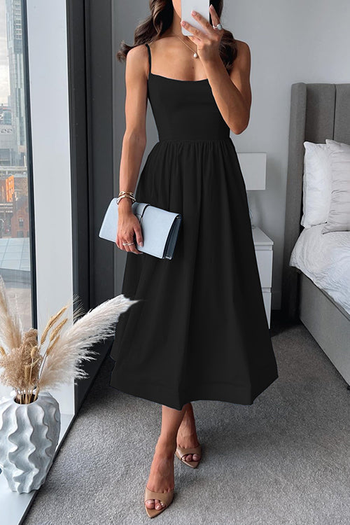 CM | Giselle™ Vestido midi con tirantes y línea A