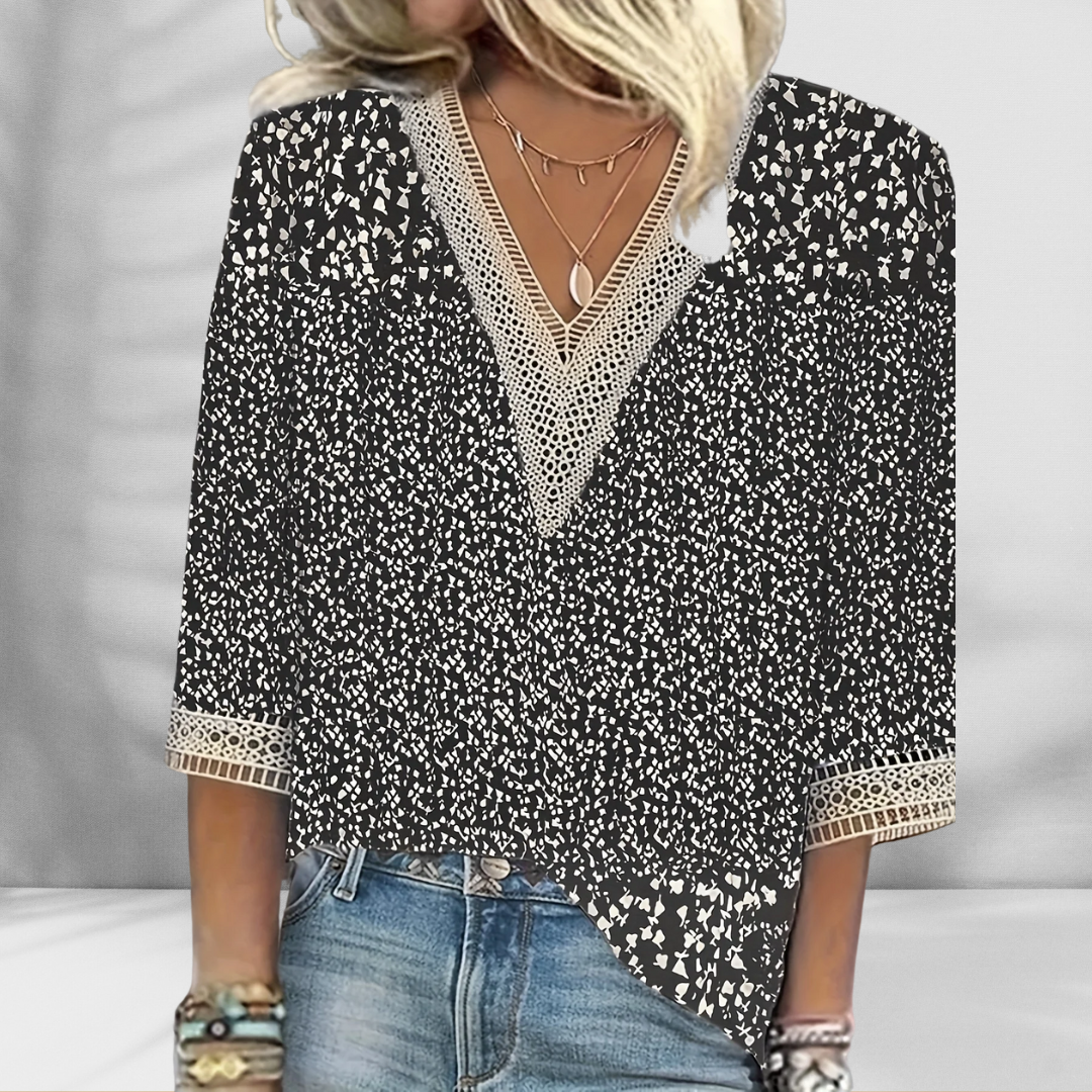 CM | Blusa boho con motivos florales y manga larga