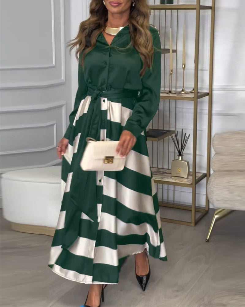 CM | Elegante maxi vestido de rayas
