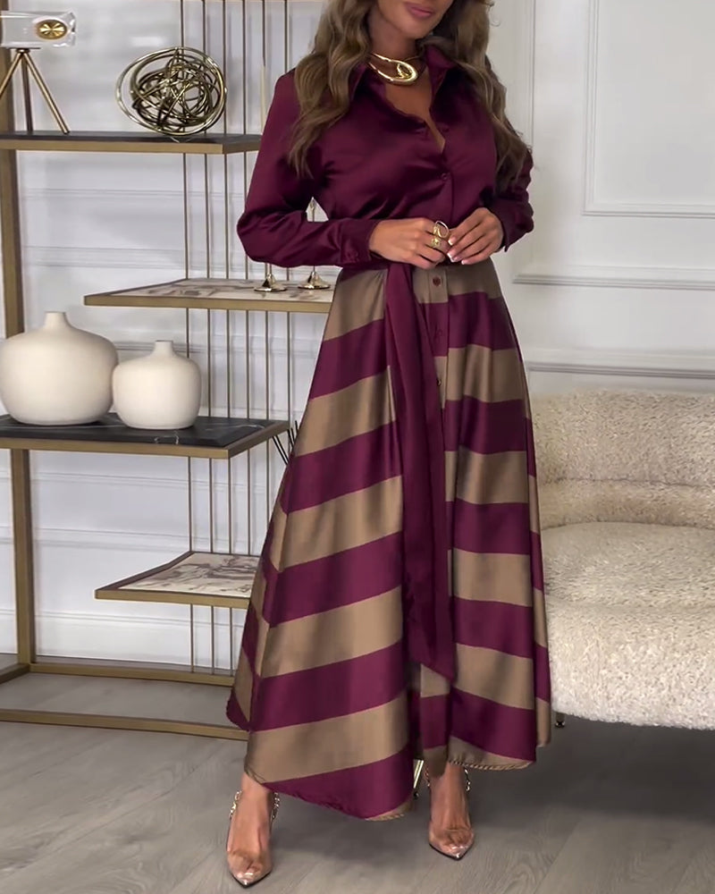 CM | Elegante maxi vestido de rayas