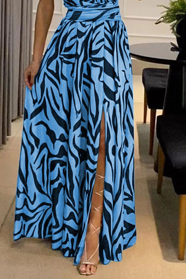 CM | Sexy Vestido largo estampado sin mangas y con abertura en la espalda