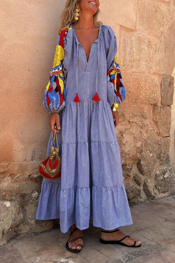 CM | Vestido largo a rayas rojas y blancas