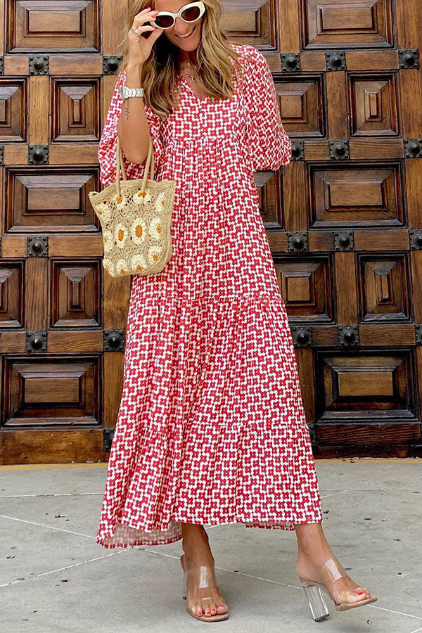 CM | Vestido midi con mangas abullonadas